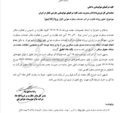 پروانه فلایتیو «تعلیق» شد – تابناکتعلیق پروانه فلایتیو؛ آخرین اخبار و جزئیات ماجرا